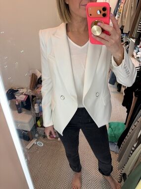 Veronica Beard Classic White Double-Breasted Blazer - Women's Tailored Jacket